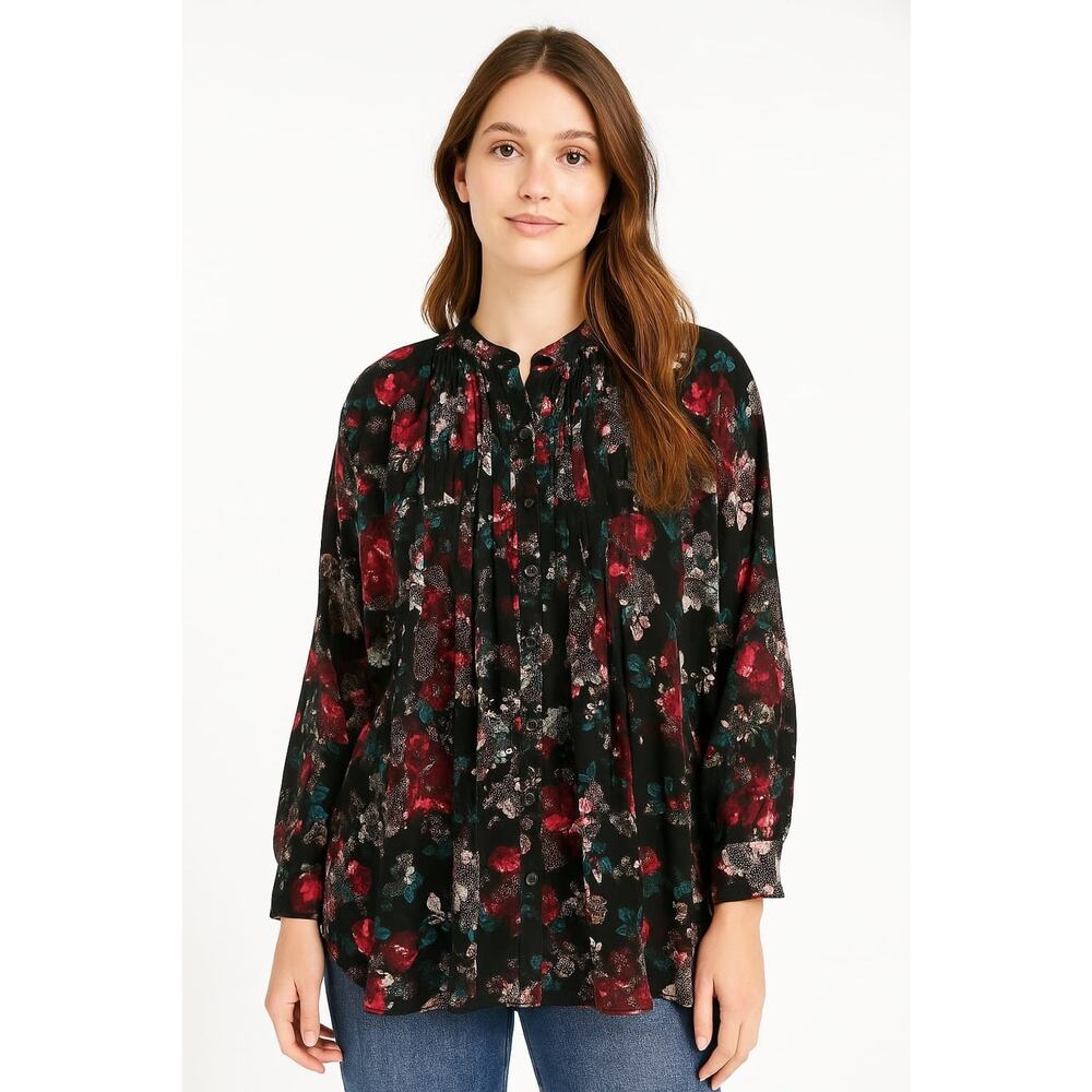 American Rag Women's Blouse Sheer Floral Dark Romance Fairygoth Grunge Size S